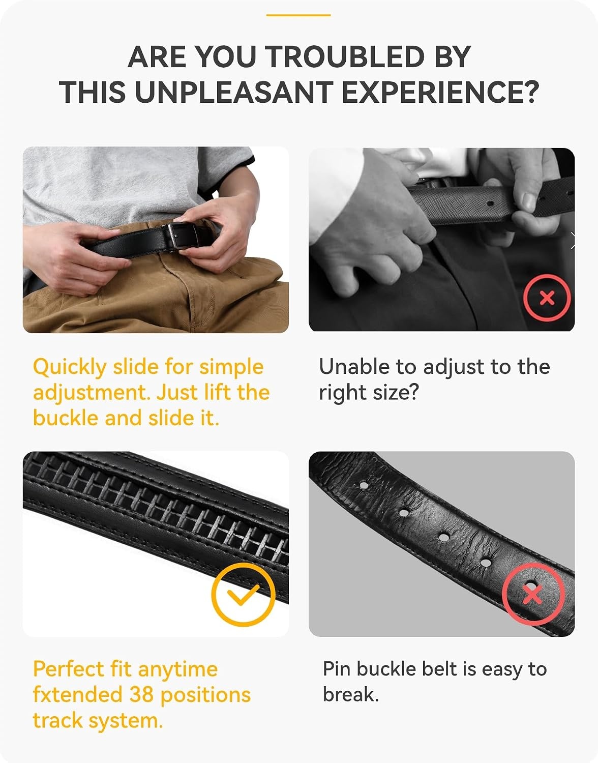 image:imageCHAOREN Mens Dress Belt 2 Pack 1 14 Leather Ratchet Belt Comfort ClickBlackTan