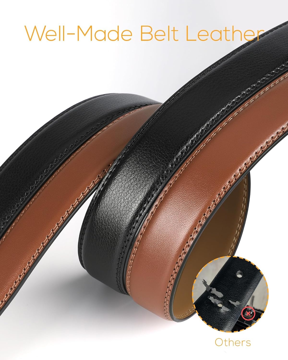 image:imageCHAOREN Mens Dress Belt 2 Pack 1 14 Leather Ratchet Belt Comfort ClickBlackTan
