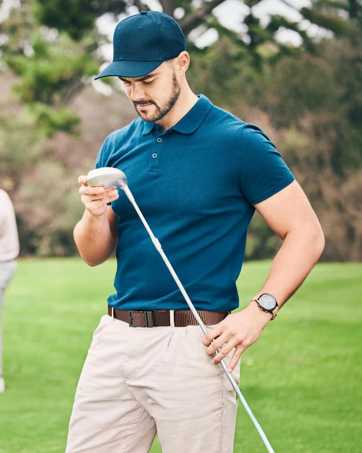 image:imageCHAOREN Ratchet Belts for Men Nylon Web Golf Belt with Automatic BuckleClassic Brown 35mm