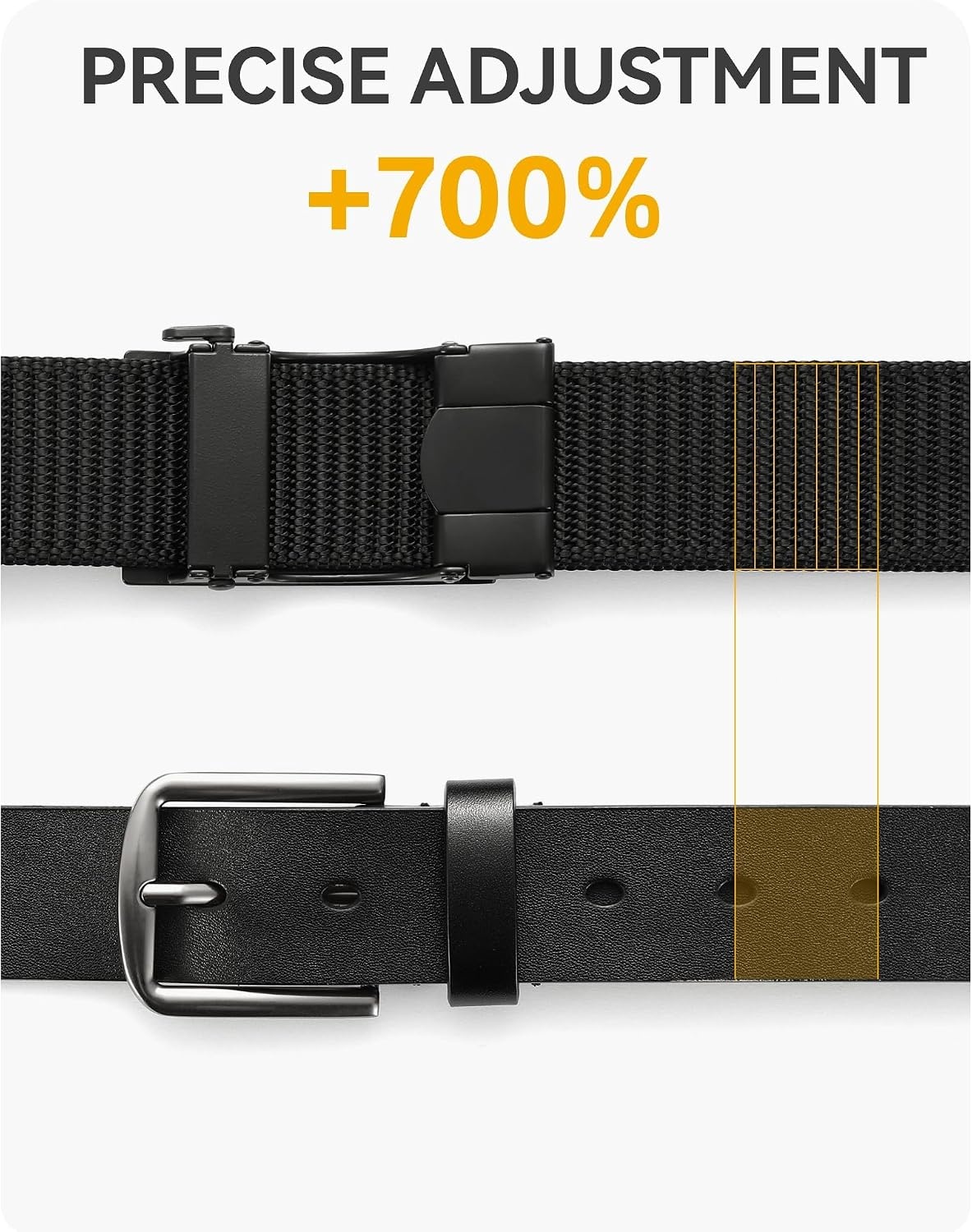 image:imageCHAOREN Ratchet Belts for Men Nylon Web Golf Belt with Automatic BuckleClassic Brown 35mm