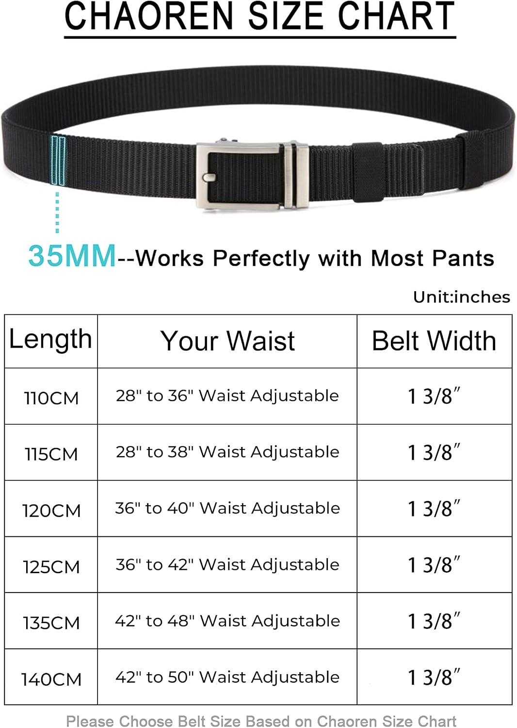 image:imageCHAOREN Ratchet Belts for Men Nylon Web Golf Belt with Automatic BuckleClassic Coyote 35mm
