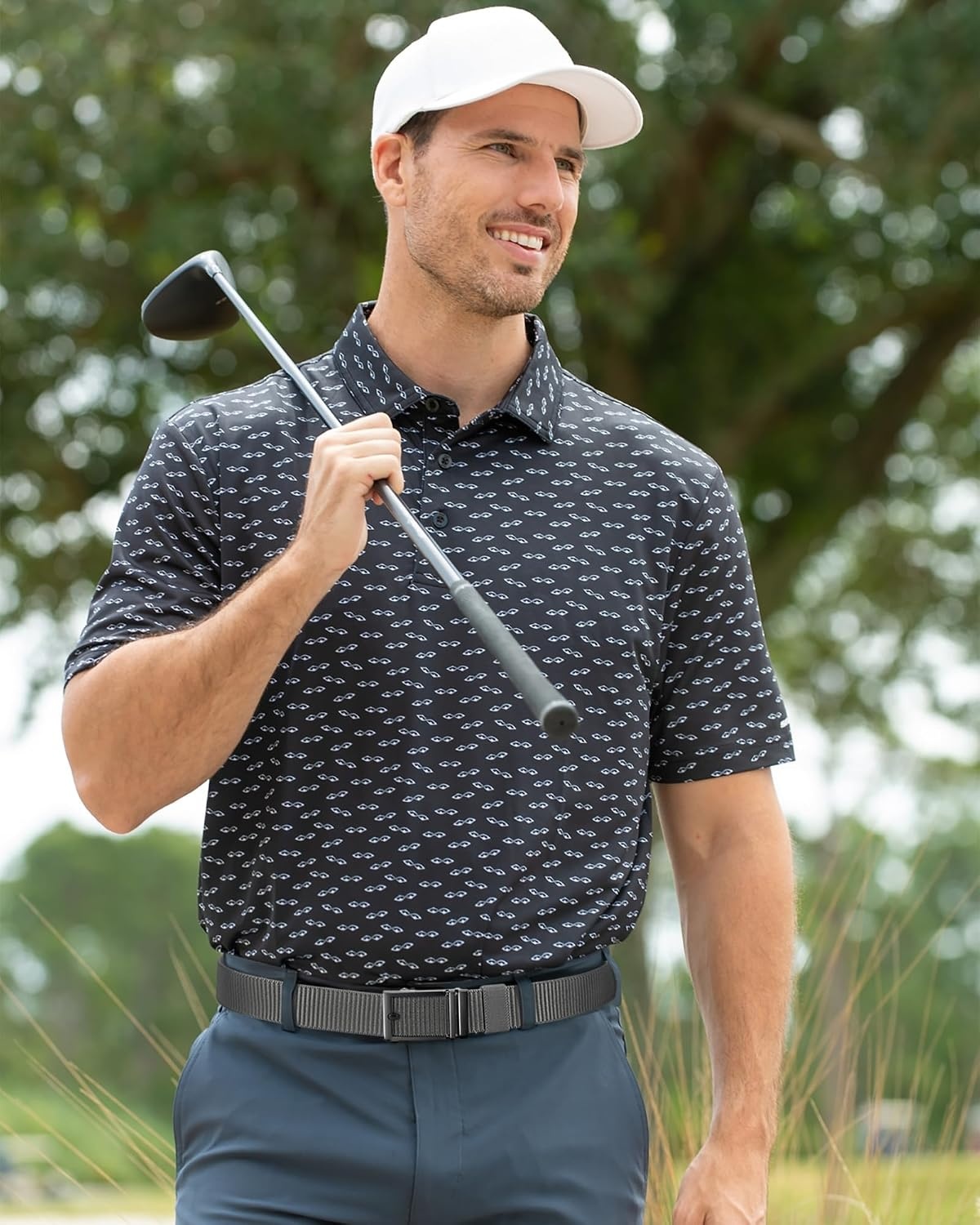 image:imageCHAOREN Ratchet Belts for Men Nylon Web Golf Belt with Automatic BuckleClassic Grey 35mm