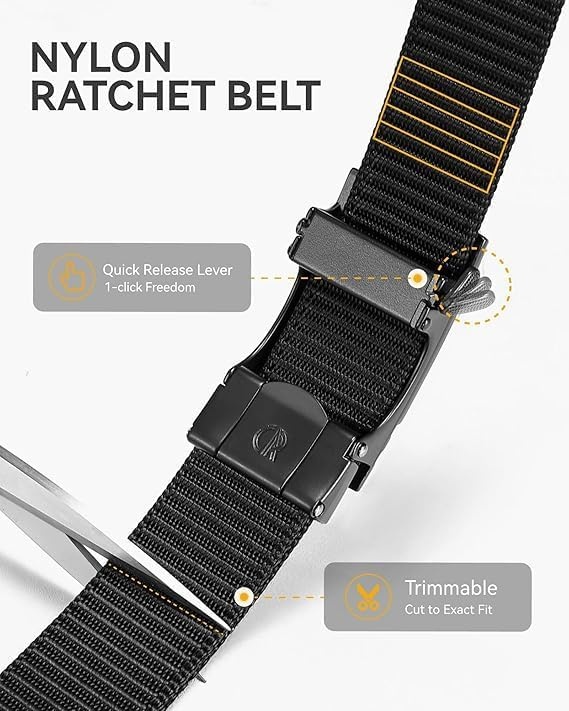 image:imageCHAOREN Ratchet Belts for Men Nylon Web Golf Belt with Automatic BuckleClassic Navy 35mm