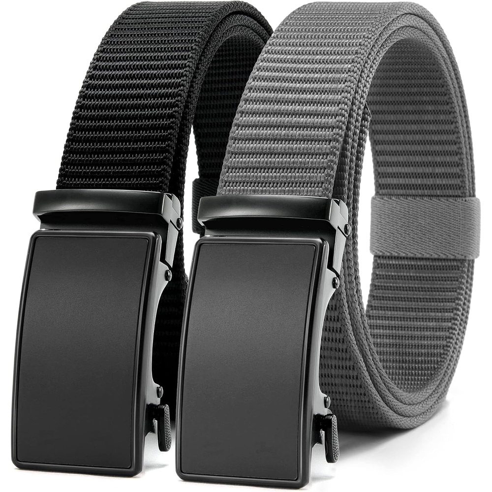 image:imageCHAOREN 15 Nylon Ratchet Belt Men  Casual Work Belt for JeansEssential Matte  Black  Grey 35mm