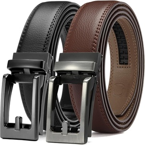 CHAOREN Mens Dress Belt 2 Pack – 1 1/4″ Leather Ratchet Belt Comfort Click(Black/Brown)