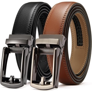 CHAOREN Mens Dress Belt 2 Pack – 1 1/4″ Leather Ratchet Belt Comfort Click(Black/Tan)