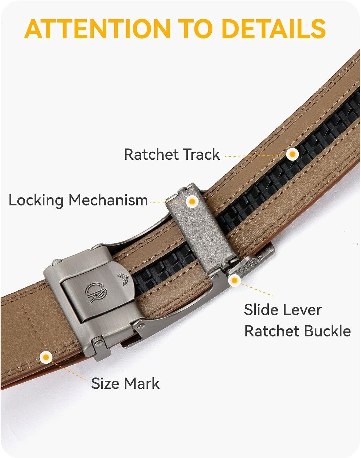 image:imageCHAOREN Mens Ratchet Belt 15 Mens Belt Leather for Casual JeansGenuine Leather Brown