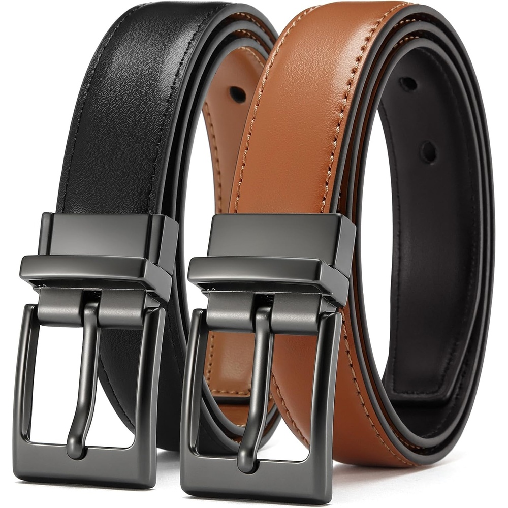 image:imageCHAOREN 1 Boys Reversible Dress Belt 1 Piece  Leather Belt for KidsBlackTan