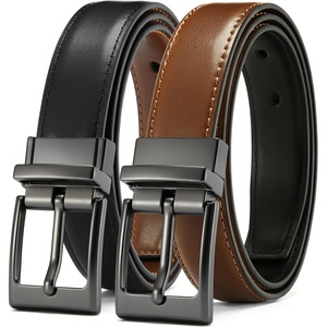 CHAOREN 1″ Boys Reversible Dress Belt 1 Piece – Leather Belt for Kids(Black/Cognac)
