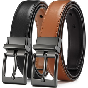 CHAOREN 1″ Boys Reversible Dress Belt 1 Piece – Leather Belt for Kids(Black/Tan)