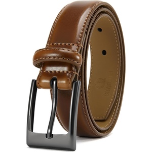 CHAOREN Boys Dress Belt 1 1/8″ Leather Belt for School Uniform(Brown)