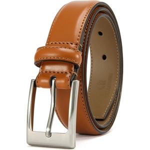CHAOREN Boys Dress Belt 1 1/8″ Leather Belt for School Uniform(Brown Tan)