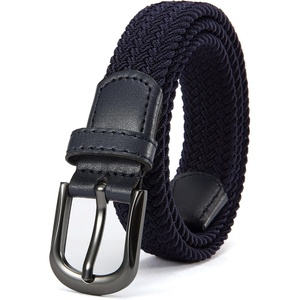 CHAOREN Boys Elastic Braided Belt 1″ Adjustable Kids Woven Belt(Blue)