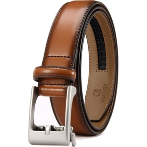 CHAOREN Boys Ratchet Leather Belt 1.25″ Adjustable Dress Belt(Brown Tan)
