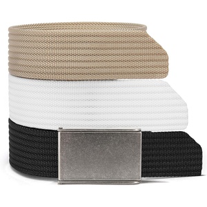 CHAOREN Men’s Nylon Webbing Belt – 1.5″ Golf Belt with Zinc Alloy Buckle(Black & White & Khaki)