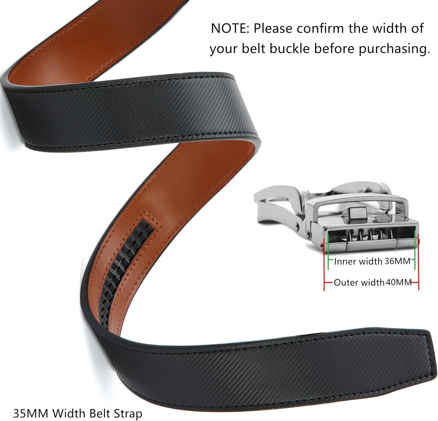 image:imageCHAOREN 40mm Ratchet Belt Buckle Only for 1 38 Slide Belt Strap Automatic Click Buckle Adjustable40mm Charcoal Grey