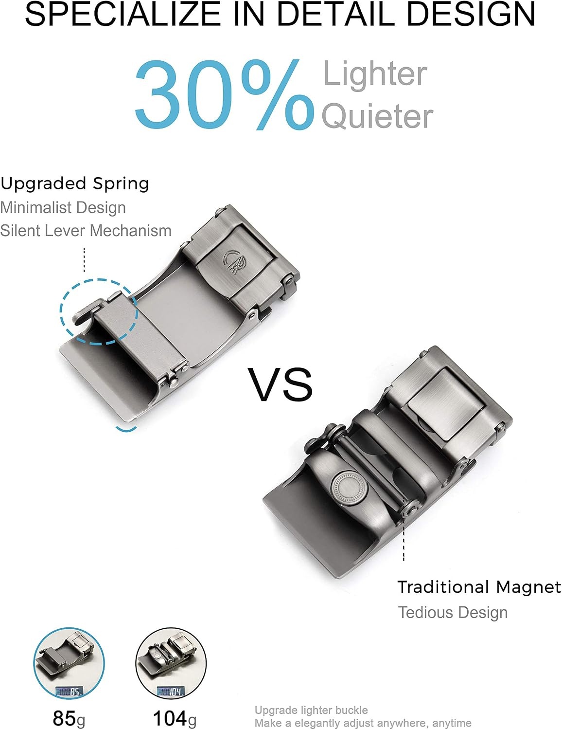 image:imageCHAOREN 40mm Ratchet Belt Buckle Only for 1 38 Slide Belt Strap Automatic Click Buckle Adjustable40mm Essential Buckle Black