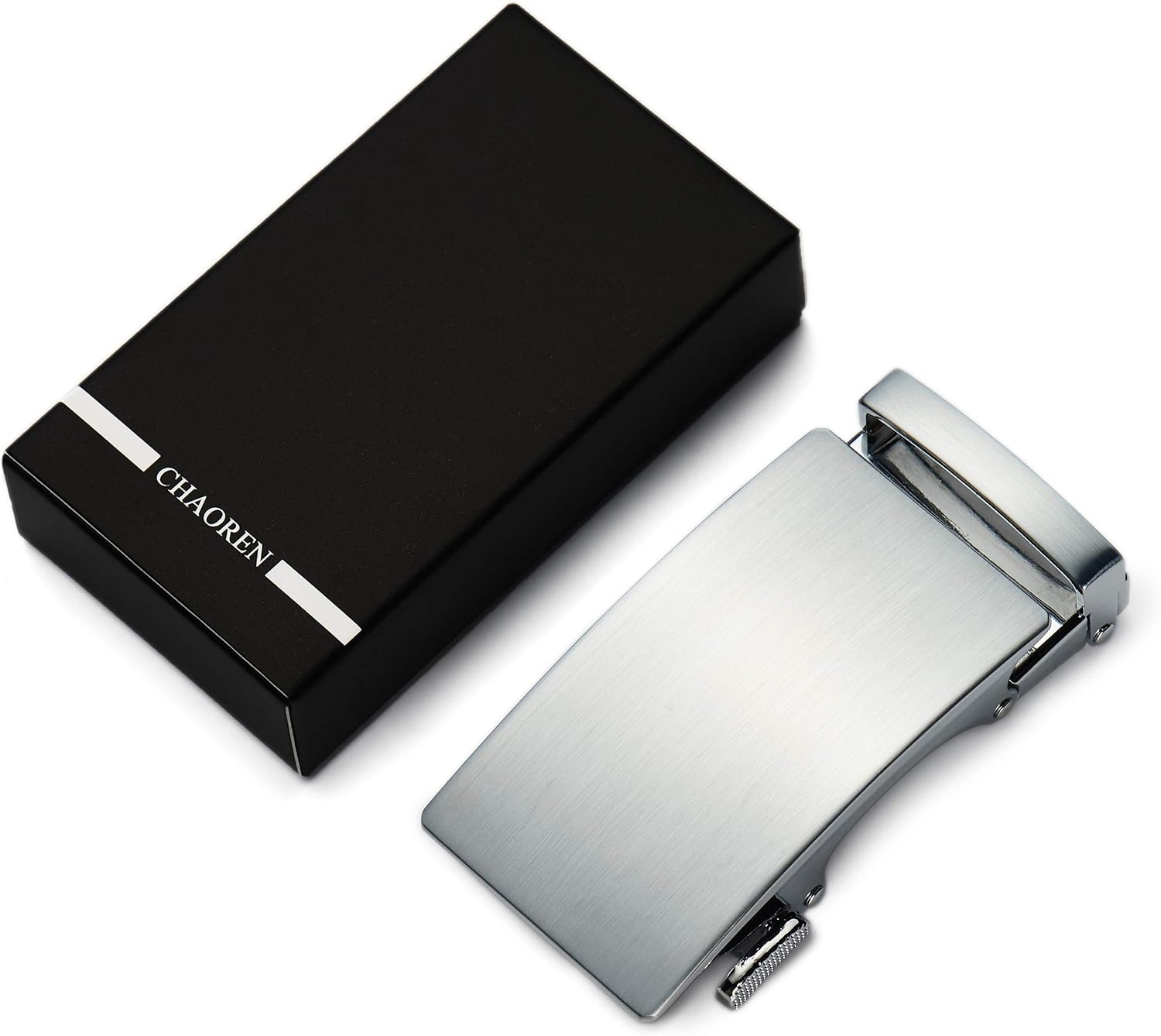 image:imageCHAOREN 40mm Ratchet Belt Buckle Only for 1 38 Slide Belt Strap Automatic Click Buckle Adjustable40mm Essential Square Silver