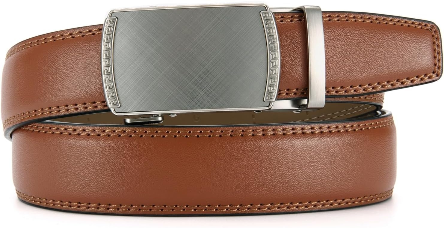image:imageCHAOREN Leather Ratchet Belt for Men Mens Dress belt Customizable FitCharcoal Depiction Tan