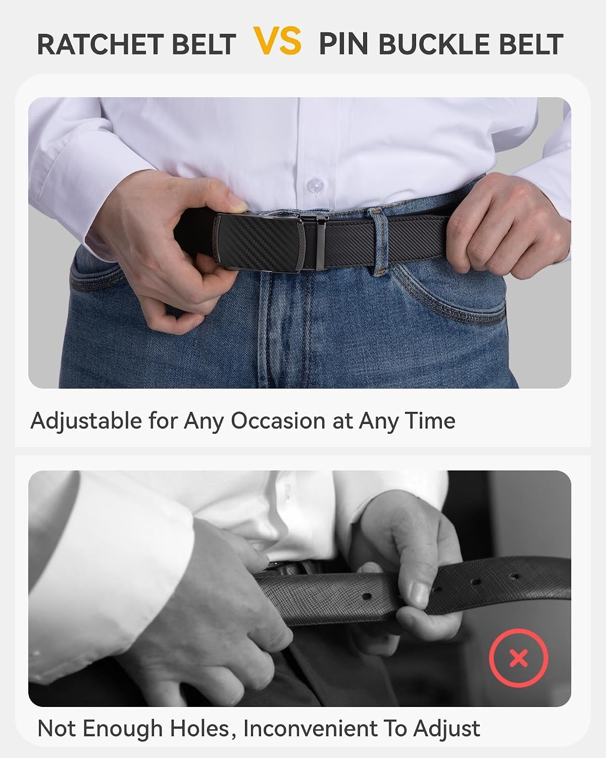 image:imageCHAOREN Leather Ratchet Belt for Men Mens Dress belt Customizable FitCharcoal Depiction Tan