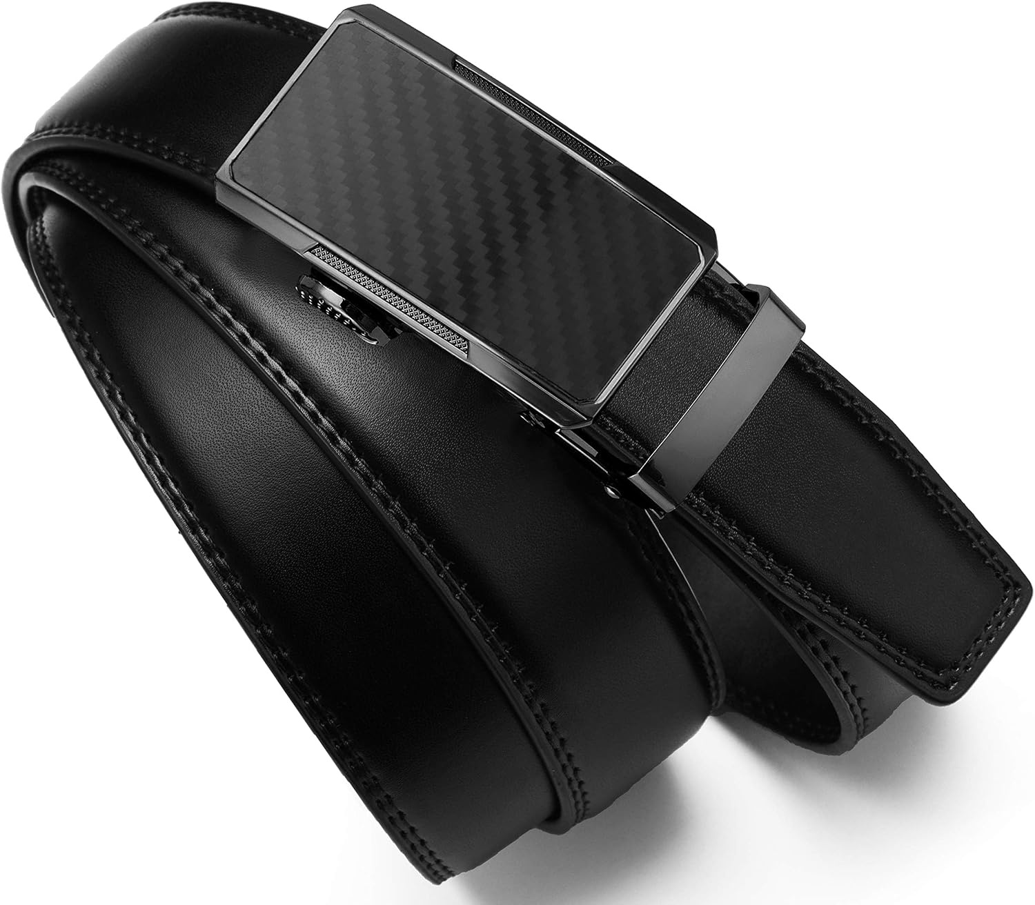image:imageCHAOREN Leather Ratchet Belt for Men Mens Dress belt Customizable FitClassic Carbon Fiber Black