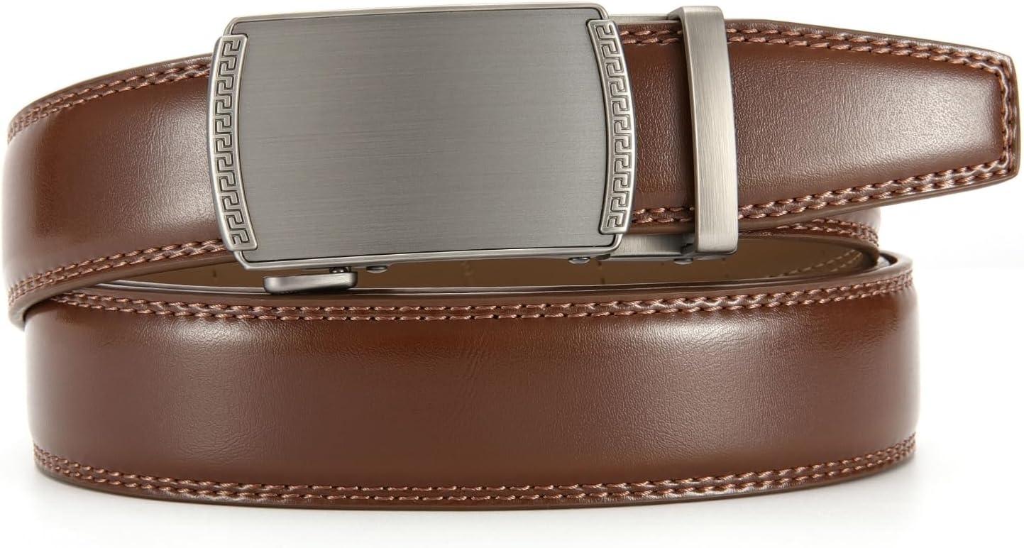image:imageCHAOREN Leather Ratchet Belt for Men Mens Dress belt Customizable FitSlash Basic Brown