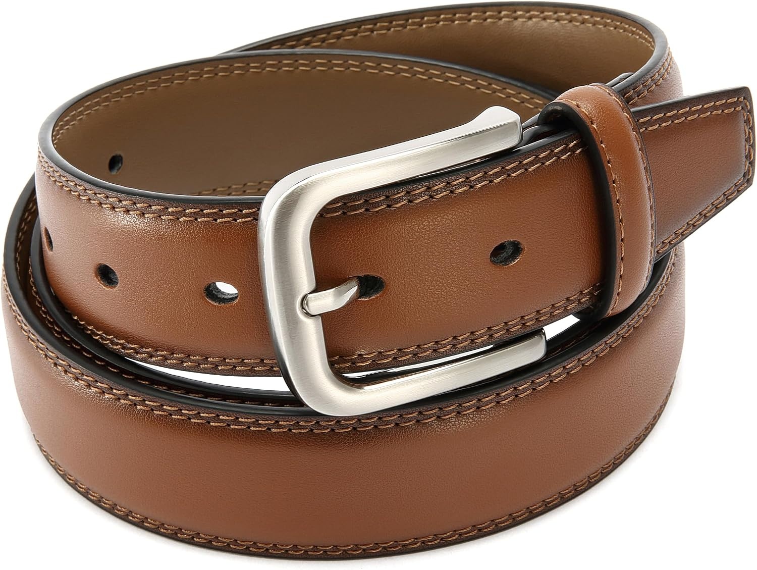image:imageCHAOREN Mens Belts Leather 35mm for Jeans Tough at Work Sharp DailyTan Silver