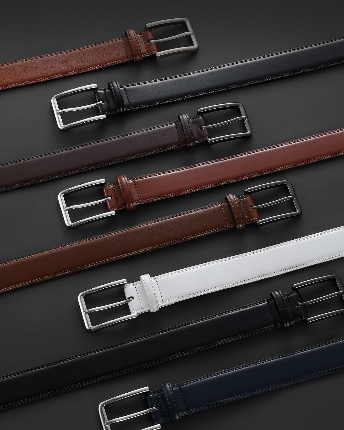 image:imageCHAOREN Mens Leather Belt 2 Pack 1 38 Dress Belt for Business amp CasualClassic BlackBrown