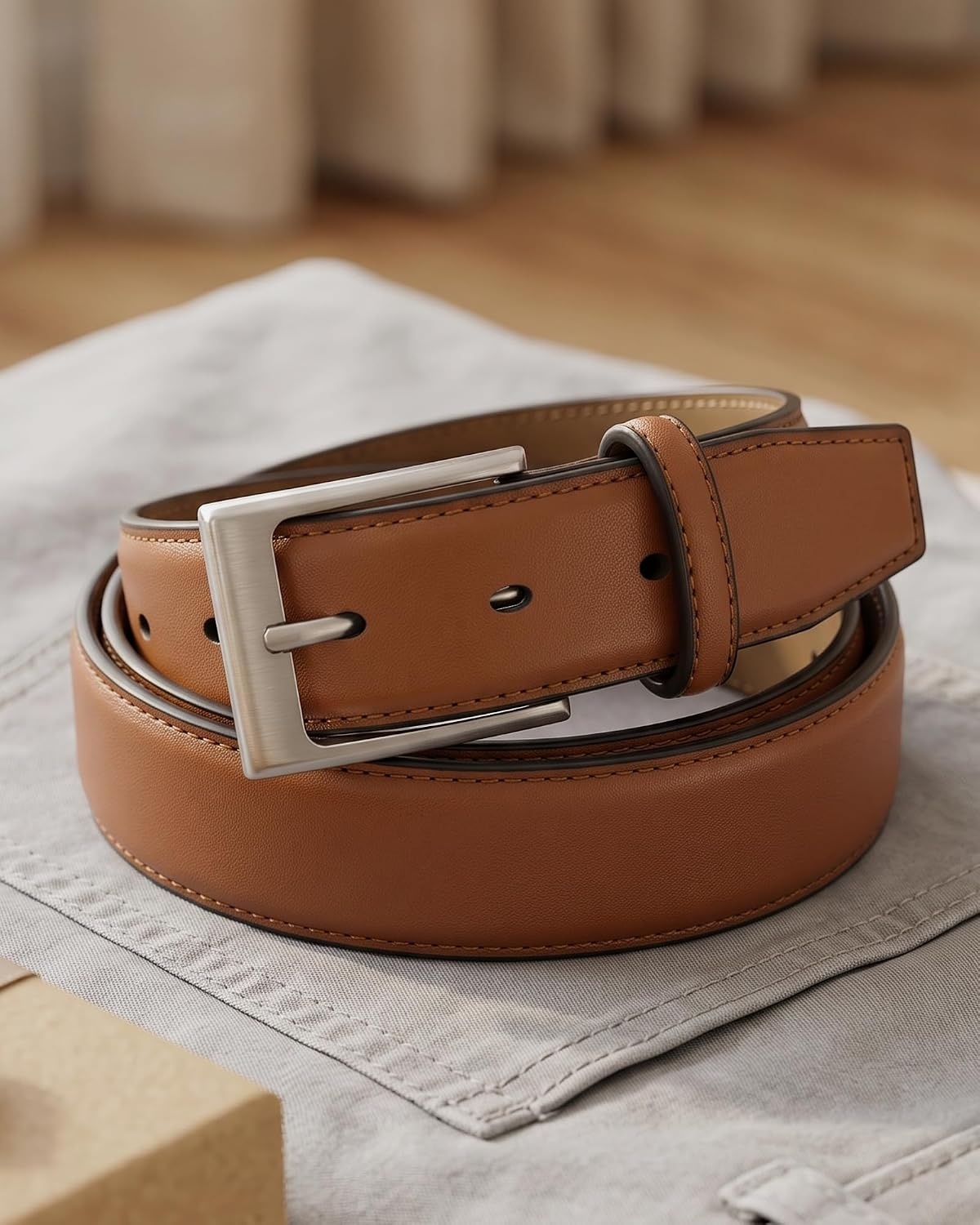 image:imageCHAOREN Mens Leather Belt 2 Pack 1 38 Dress Belt for Business amp CasualClassic BlackTan