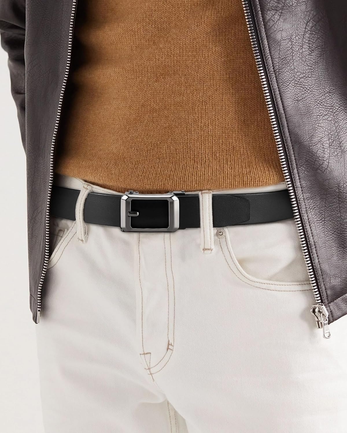 image:imageCHAOREN Mens Ratchet Belt 15 Mens Belt Leather for Casual JeansCharcoal
