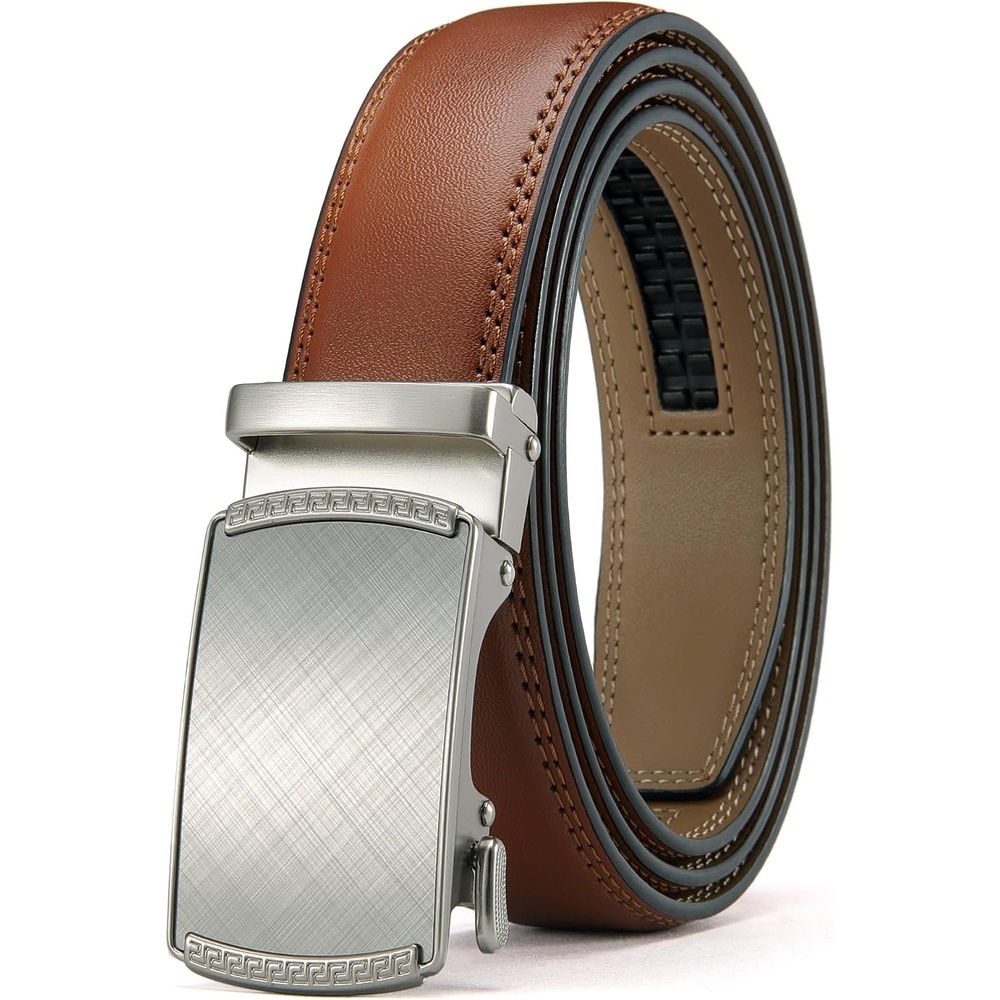 image:imageCHAOREN Leather Ratchet Belt for Men Mens Dress belt Customizable FitCharcoal Depiction Tan