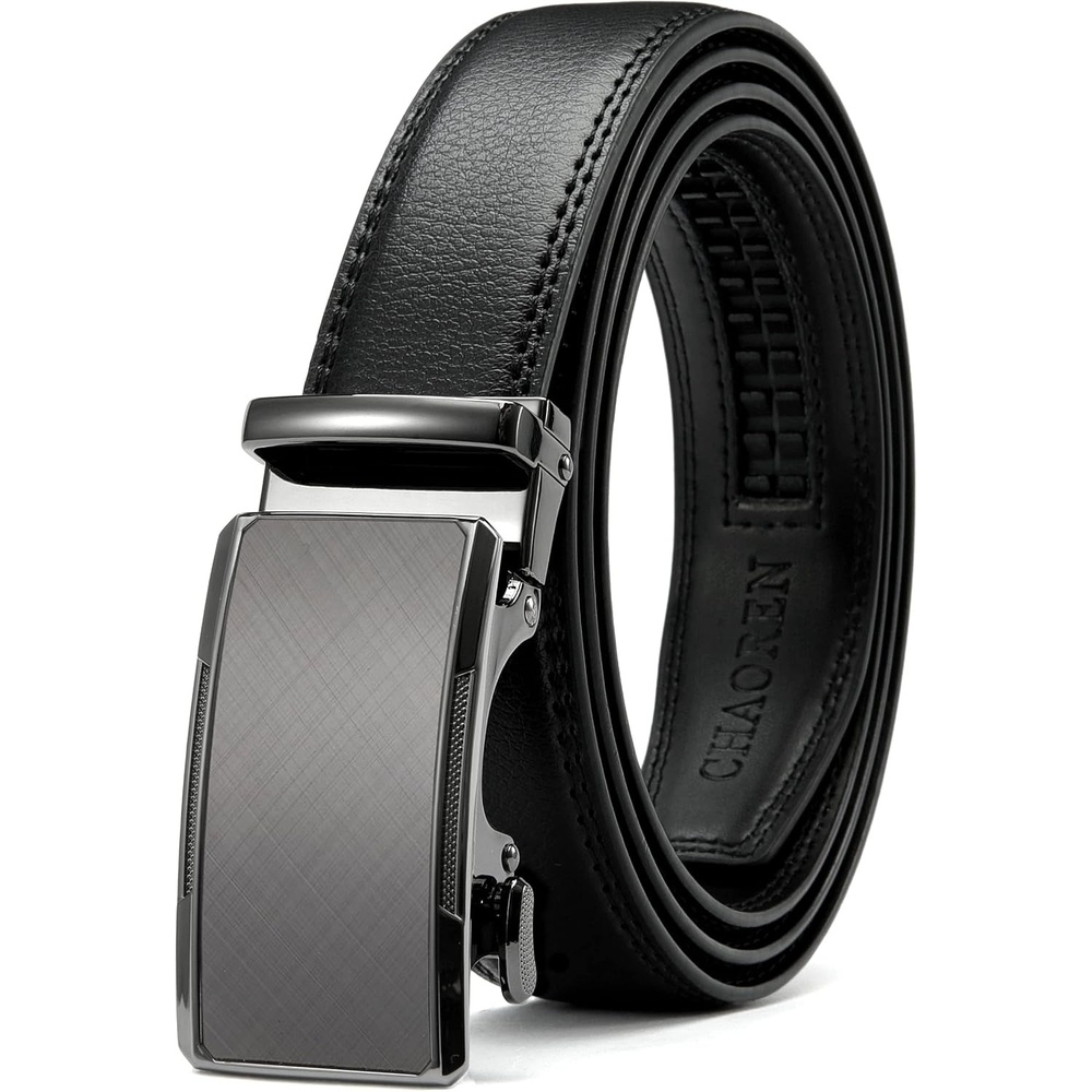 image:imageCHAOREN Leather Ratchet Belt for Men Mens Dress belt Customizable FitRadiant Ore Black