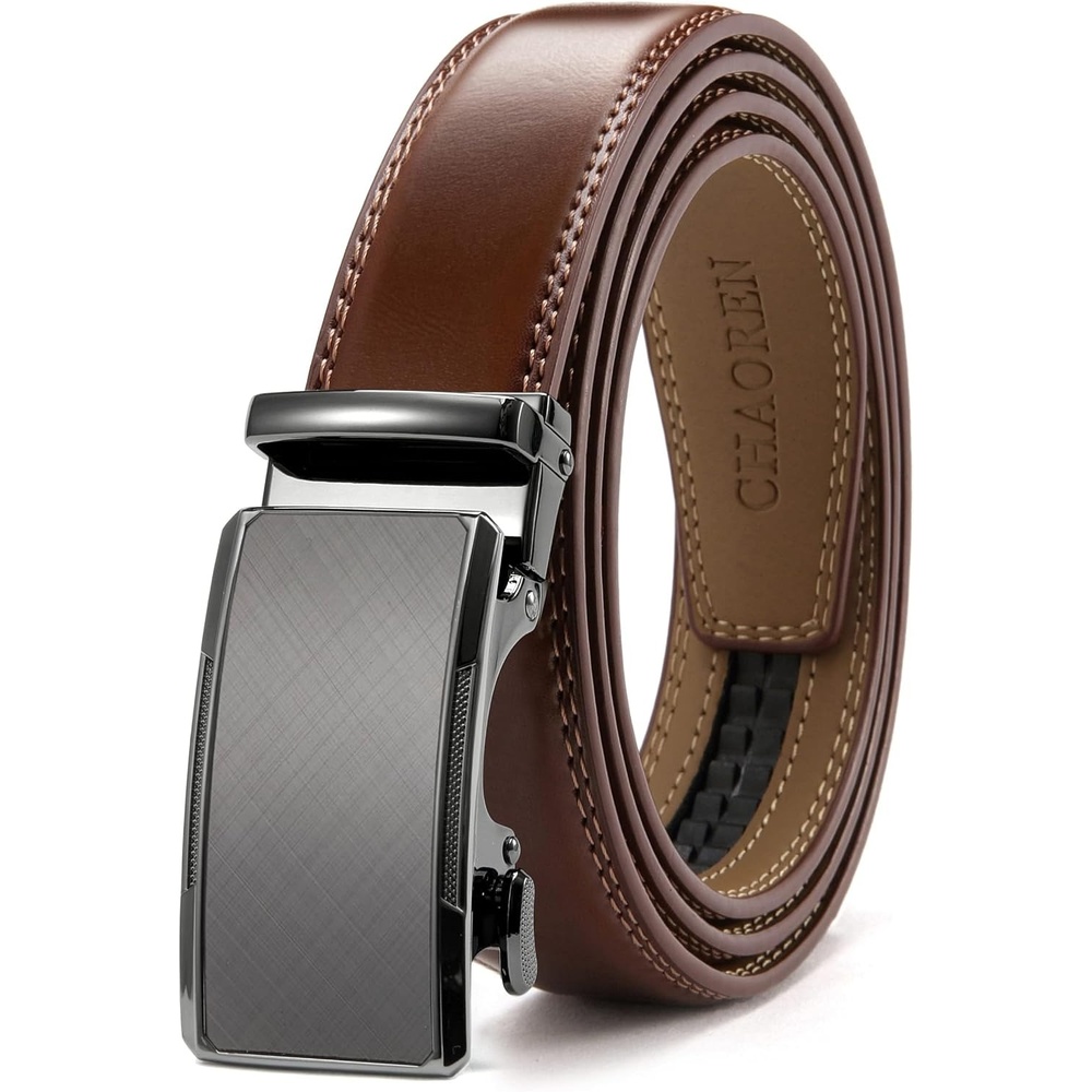 image:imageCHAOREN Leather Ratchet Belt for Men Mens Dress belt Customizable FitRadiant Ore Cognac