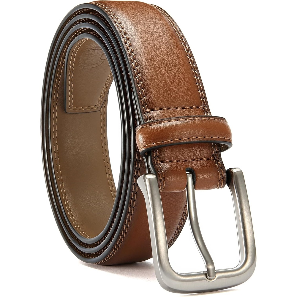 image:imageCHAOREN Mens Belts Leather 35mm for Jeans Tough at Work Sharp DailyTan Silver
