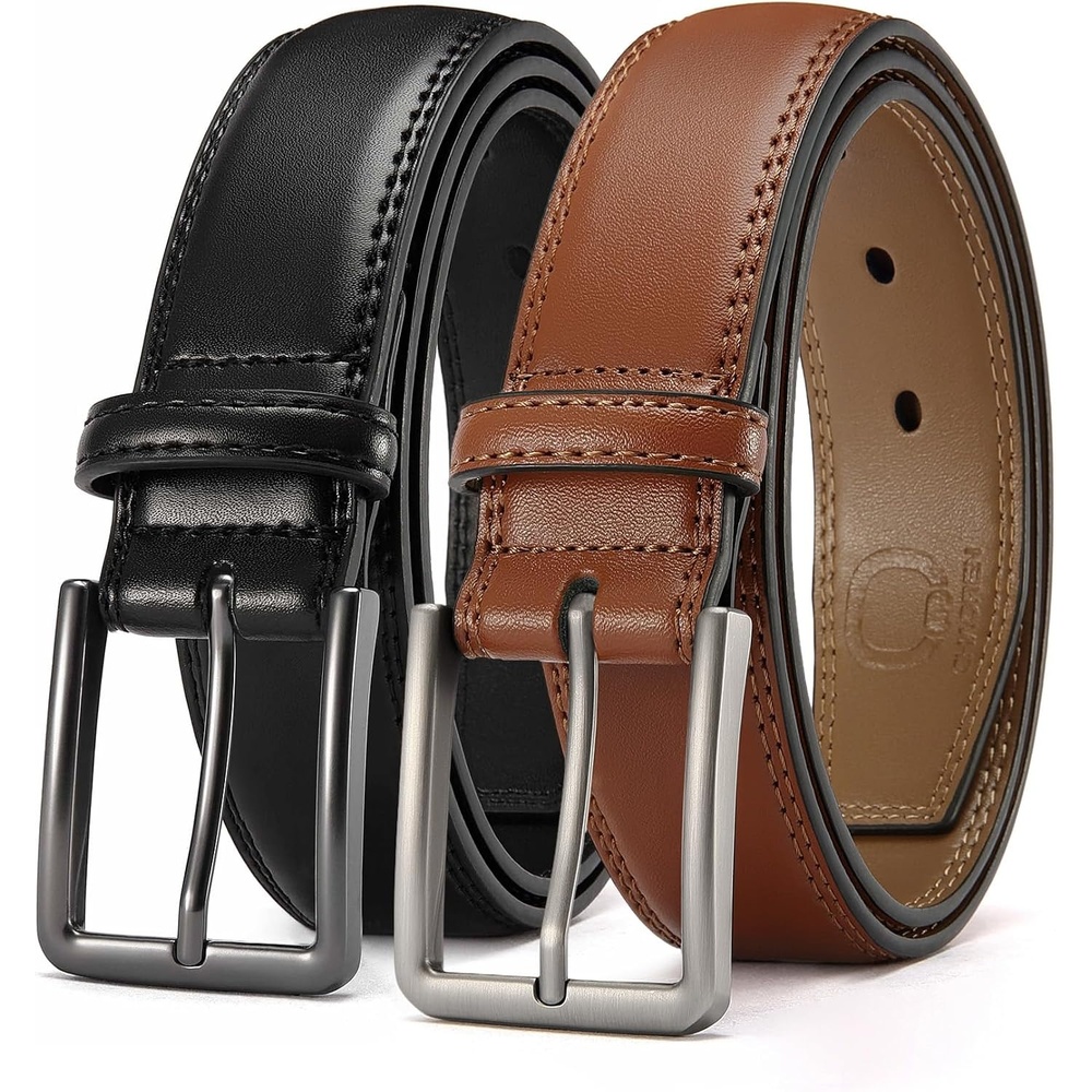 image:imageCHAOREN Mens Leather Belt 2 Pack 1 38 Dress Belt for Business amp CasualBlackTan