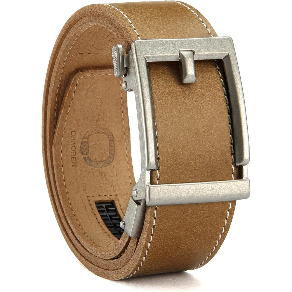 image:imageCHAOREN Mens Ratchet Belt 15 Mens Belt Leather for Casual JeansCognac