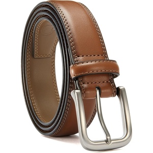 CHAOREN Mens Belts Leather 35mm for Jeans – Tough at Work, Sharp Daily(Tan / Silver)