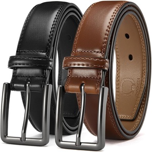 CHAOREN Men’s Leather Belt 2 Pack – 1 3/8″ Dress Belt for Business & Casual(Black/Cognac)