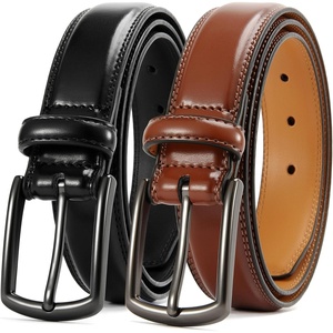 CHAOREN Men’s Leather Belt 2 Pack – 1 3/8″ Dress Belt for Business & Casual(Brown/Black)