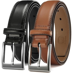 CHAOREN Men’s Leather Belt 2 Pack – 1 3/8″ Dress Belt for Business & Casual(Classic Black/Tan)