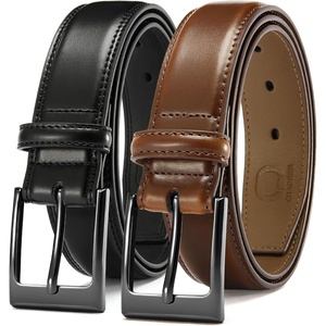 CHAOREN Men’s Leather Belt 2 Pack – 1 3/8″ Dress Belt for Business & Casual(Cognac/Black)