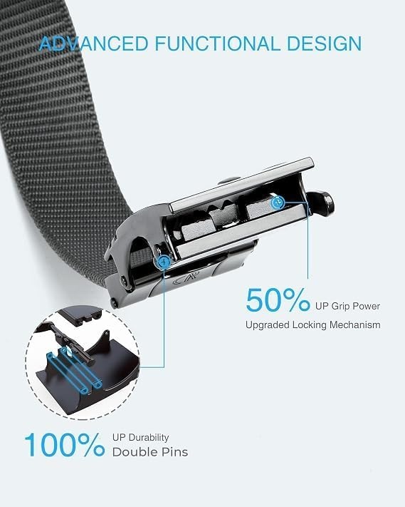 image:imageCHAOREN 15 Nylon Ratchet Belt Men Casual Work Belt for JeansCarbon FiberClassic Grey 35mm