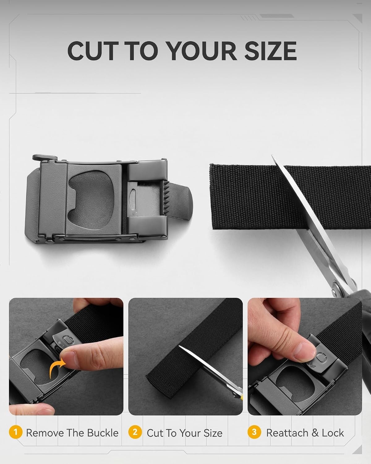 image:imageCHAOREN Mens Ratchet Belt 15 Stretch Nylon Belts for Casual Work GolfBrushed Black Black