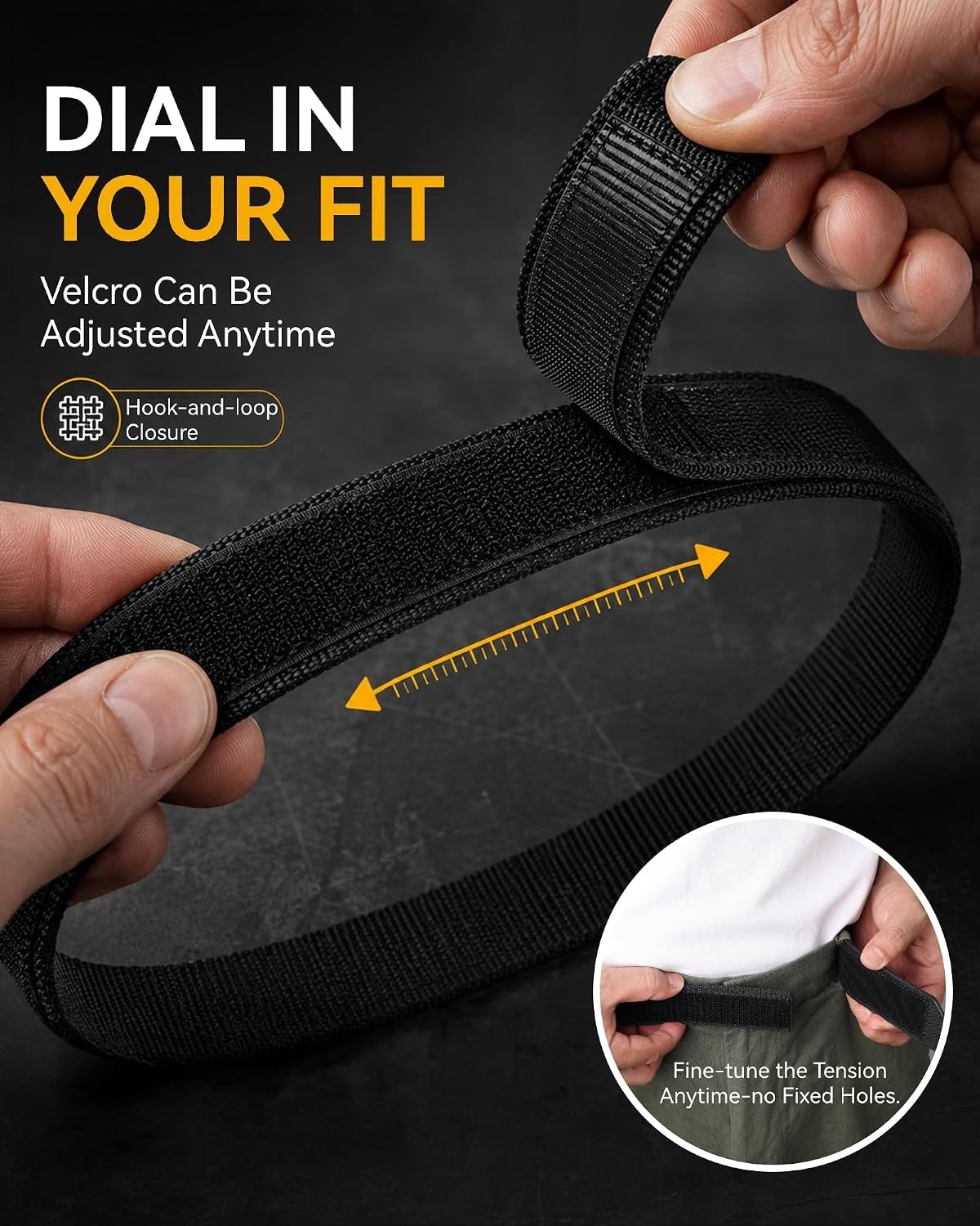 image:imageCHAOREN No Buckle Belts for Men Nylon No Scratch Mechanic Belt 38mmBlack