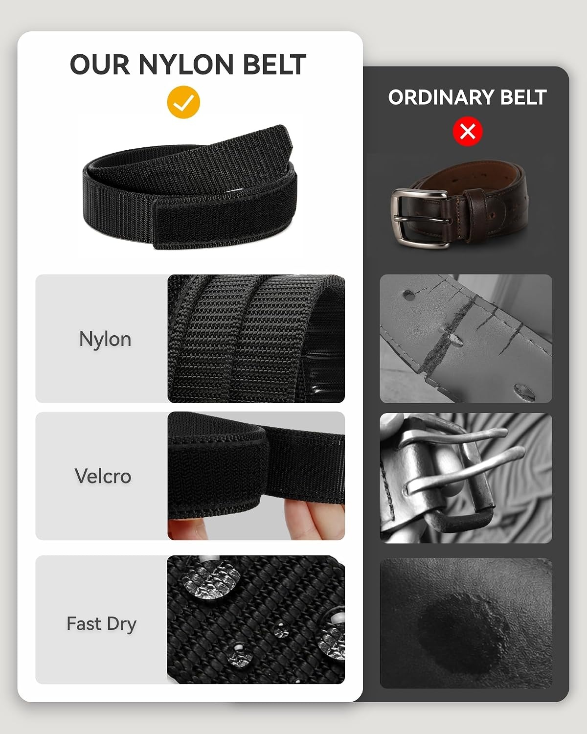 image:imageCHAOREN No Buckle Belts for Men Nylon No Scratch Mechanic Belt 38mmBlack