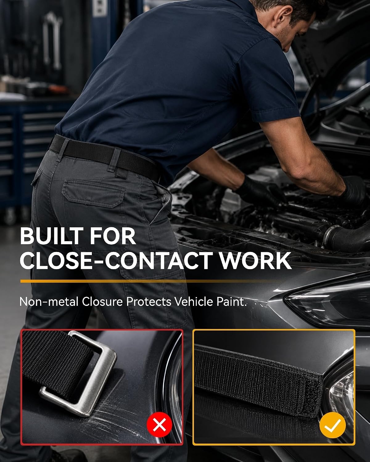 image:imageCHAOREN No Buckle Belts for Men Nylon No Scratch Mechanic Belt 38mmGrey