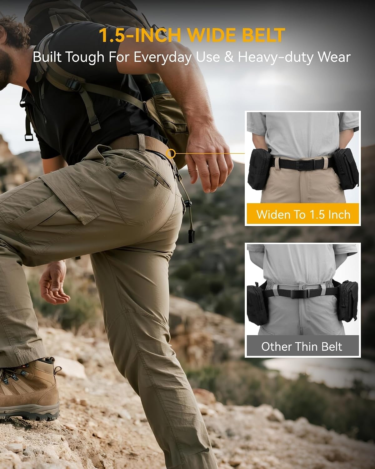 image:imageCHAOREN Ratchet Tactical Belt Men 15 Adjustable Nylon Work BeltSilver Khaki