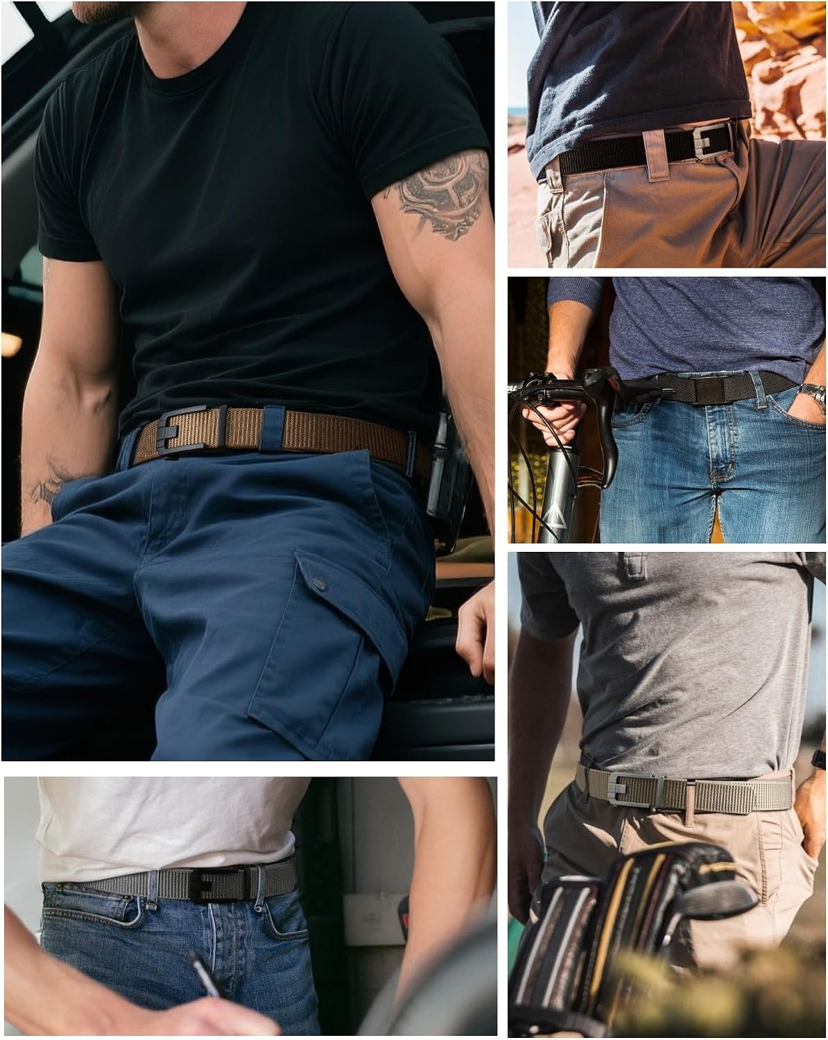 image:imageCHAOREN Ratchet Tactical Belt Men 15 Adjustable Nylon Work BeltSilver Khaki