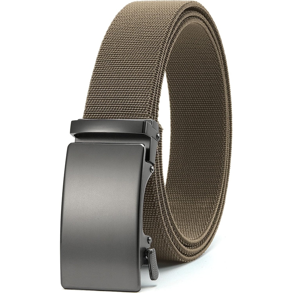 image:imageCHAOREN Mens Ratchet Belt 15 Stretch Nylon Belts for Casual Work GolfMatted Gun Latte 35mm