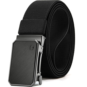 CHAOREN Mens Ratchet Belt – 1.5″ Stretch Nylon Belts for Casual, Work, Golf(Brushed Black / Black)